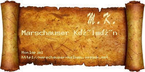 Marschauser Kálmán névjegykártya